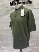 CP Company 320A jersey Jacquard micropattern short sleeve polo in Green - Image 4