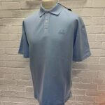 CP Company 320A jersey Jacquard micropattern short sleeve polo in sky blue