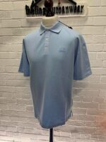 CP Company 320A jersey Jacquard micropattern short sleeve polo in sky blue