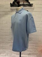 CP Company 320A jersey Jacquard micropattern short sleeve polo in sky blue - Image 3