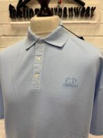 CP Company 320A jersey Jacquard micropattern short sleeve polo in sky blue - Image 4