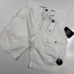 Cp Company 111A Bermuda Cargo Shorts in 50 fili stretch - White - Size 44 / w29”