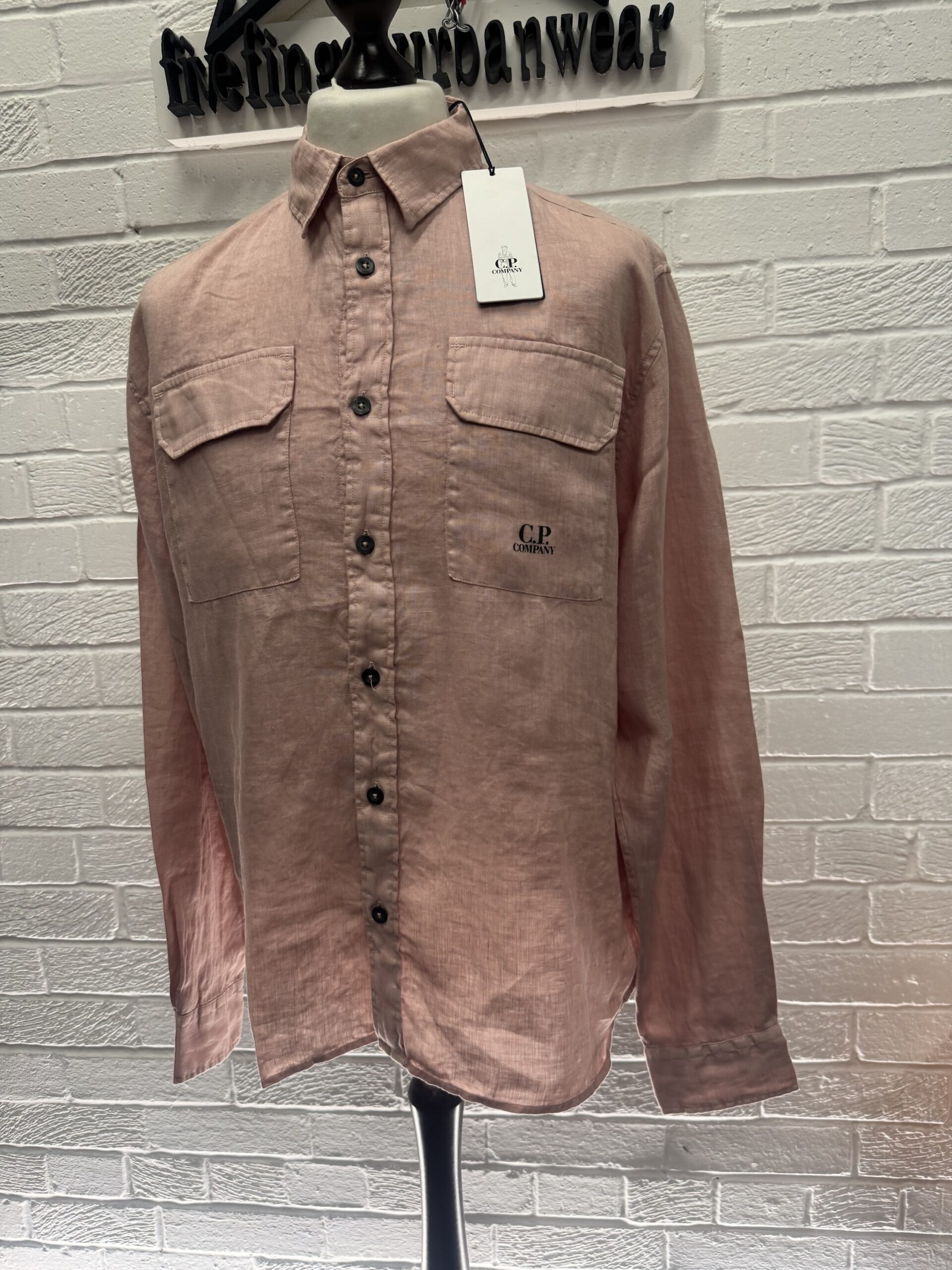 img_6583-2 CP Company 250A Long sleeve Linen Shirt in Misty Rose • Large / P2P 24” - Image 1
