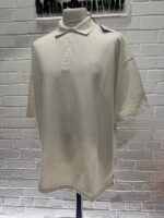 CP Company 320A jersey Jacquard micropattern  short sleeve polo in Gauze White / 103  -    XXL  / P2P 26.5”
