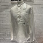 CP Company 241A Linen overhead Henley collar shirt in White.  -   Large  / 23” P2P
