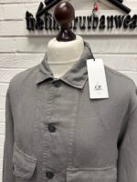 CP Company 242A broken linen/cotton overshirt in Grey - Image 3