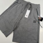 CP COMPANY METROPOLIS 015A PERTEX STRETCH FLEECE MIXED CARGO SHORTS IN GREY