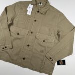 CP Company 242A broken linen/cotton overshirt in Khaki /305