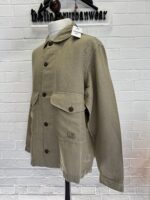 CP Company 242A broken linen/cotton overshirt in Khaki /305 - Image 7