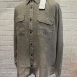 CP Company 250A Long sleeve Linen Shirt in Khaki  •  XXL   / P2P 26”.