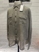 CP Company 250A Long sleeve Linen Shirt in Khaki  •  XXL   / P2P 26”.