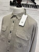 CP Company 250A Long sleeve Linen Shirt in Khaki  •  XXL   / P2P 26”. - Image 4