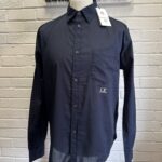 CP Company 248A Mussola light cotton long sleeve shirt in Navy