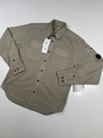 CP COMPANY 140A ORGANIC GABARDINE BUTTONED SHIRT IN VINTAGE KHAKI