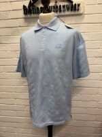 CP Company 320A jersey Jacquard multi pattern short sleeve polo in sky blue   -     Large / p2p 22.5”