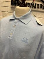 CP Company 320A jersey Jacquard multi pattern short sleeve polo in sky blue   -     Large / p2p 22.5” - Image 4
