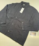 CP Company 242A broken linen/cotton overshirt in Black / 999 - Image 4