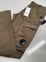 CP Company 127A Satin Stretch Cargo Pants in Green - Image 2