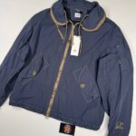 CP Company 297A Flatt Nylon Cuff Logo Jacket in India ink blue  -   Large / P2P 22.5”