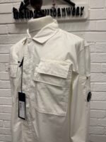 CP COMPANY 128A ORGANIC GABARDINE OVERSHIRT IN WHITE - Image 3