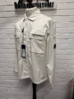 CP COMPANY 128A ORGANIC GABARDINE OVERSHIRT IN WHITE