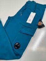 CP Company 100A Cotton  Diagonal Fleece Lens pocket sweatpants  in Petrol Blue  -   XS./ w29” - Image 2