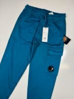 CP Company 100A Cotton  Diagonal Fleece Lens pocket sweatpants  in Petrol Blue  -   XS./ w29” - Image 4