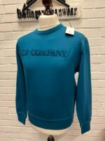 CP COMPANY 096A COTTON FLEECE CREW SWEATSHIRT IN PETROL BLUE  •  XS. / P2P 21”
