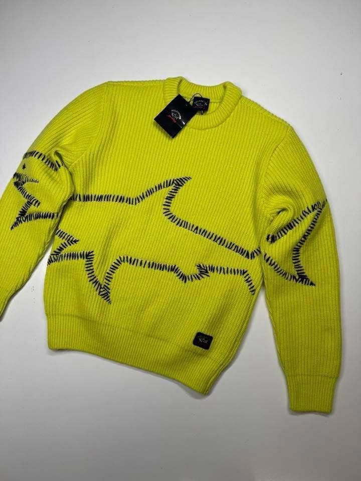 img_2158-2 Paul & Shark Chunky Rib virgin wool 1/4 Zip pullover in bright green - Small / 21” P2P - Image 1
