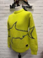 Paul & Shark Chunky Rib virgin wool 1/4 Zip pullover in bright green  -   Small / 21” P2P - Image 3