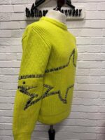 Paul & Shark Chunky Rib virgin wool 1/4 Zip pullover in bright green  -   Small / 21” P2P - Image 6