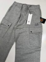 CP COMPANY 045A DIAGONAL RAISED FLEECE SWEATPANTS IN HEATHER GREY - Image 6