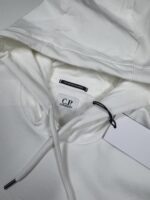 C.P. COMPANY 366A Metropolis Series Diagonal stretch Fleece Hooded Sweatshirt in White  -  XS  / 19.5” P2P - Image 2