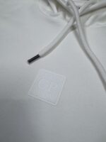 C.P. COMPANY 366A Metropolis Series Diagonal stretch Fleece Hooded Sweatshirt in White  -  XS  / 19.5” P2P - Image 3