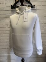 C.P. COMPANY 366A Metropolis Series Diagonal stretch Fleece Hooded Sweatshirt in White  -  XS  / 19.5” P2P - Image 4