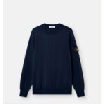 STONE ISLAND 5100053 SOFT ORGANIC COTTON Crewneck jumper with rolled edge seams - NAVY