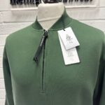 CP COMPANY 095A Cotton Diagonal Fleece Crewneck Sweatshirt in green 1/4 zip   XS  / 21.5" p2p.
