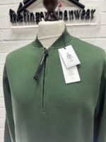CP COMPANY 095A Cotton Diagonal Fleece Crewneck Sweatshirt in green 1/4 zip   XS  / 21.5" p2p.
