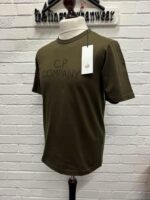 CP COMPANY 148A MERCERIZED JERSEY TWISTED EMBROIDERY T-SHIRT - IVY GREEN - Image 5