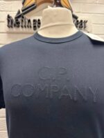 CP COMPANY 148A MERCERIZED JERSEY TWISTED EMBROIDERY T-SHIRT - NAVY - XS. / P2P 19” - Image 3
